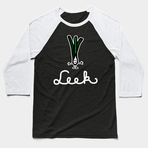 Leek (White) Baseball T-Shirt by Graograman